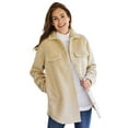 thumbnail image 1 of Woman Within Plus Size Berber Shirt Jacket Long Oversized Fuzzy Fleece Shacket, 1 of 5