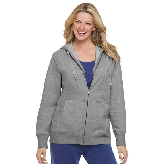 Woman Within Plus Size Better Fleece Zip-Front Hoodie Long Oversized Sweatshirt