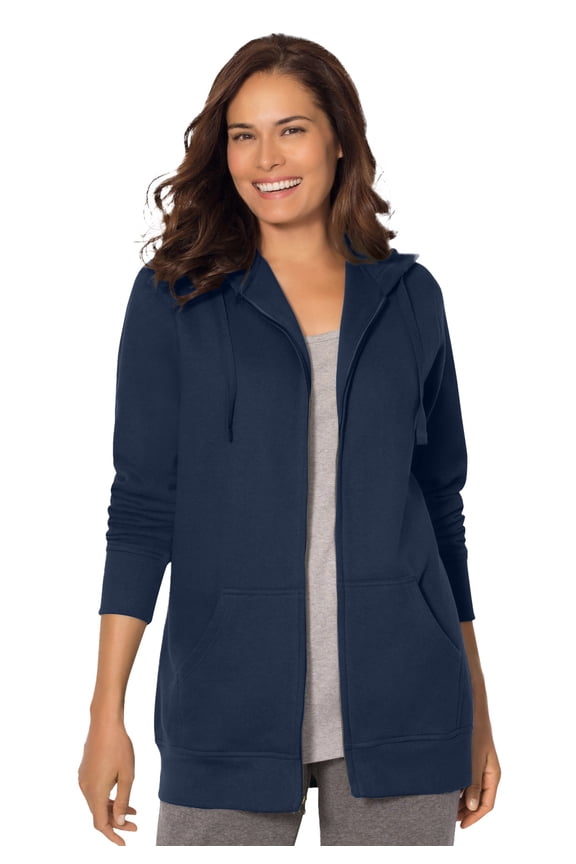 Plus Size Better Fleece Zip-Front Hoodie Long Oversized Sweatshirt