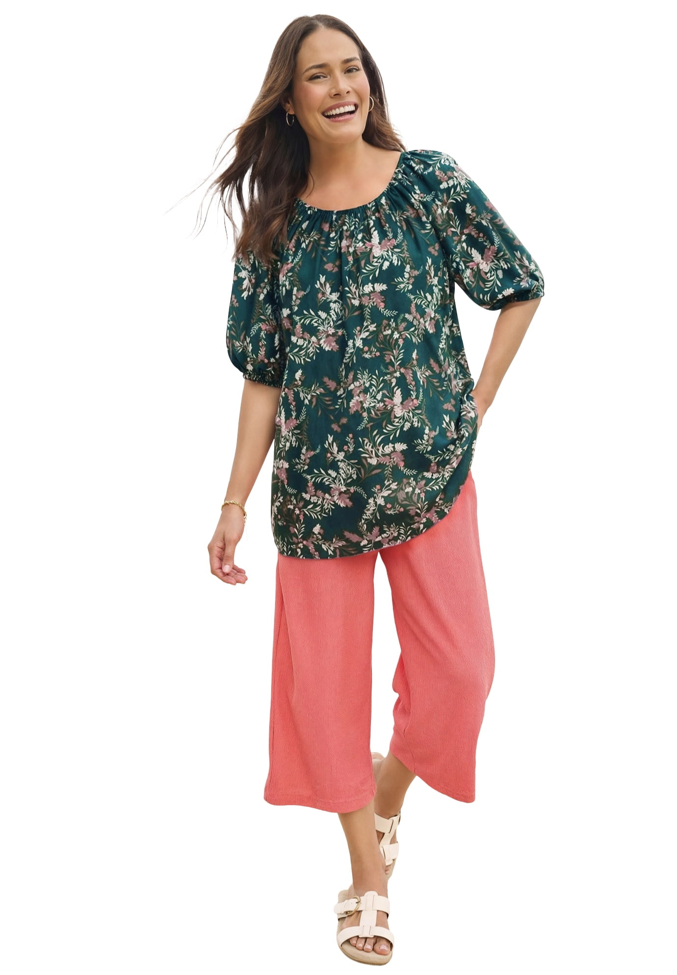 Plus Size Blouson Peasant Tunic