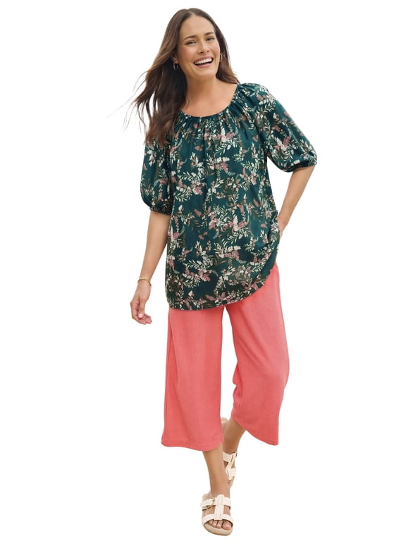 Plus Size Blouson Peasant Tunic