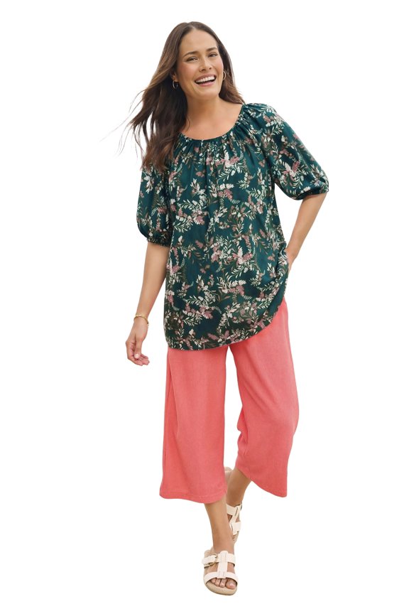 Plus Size Blouson Peasant Tunic