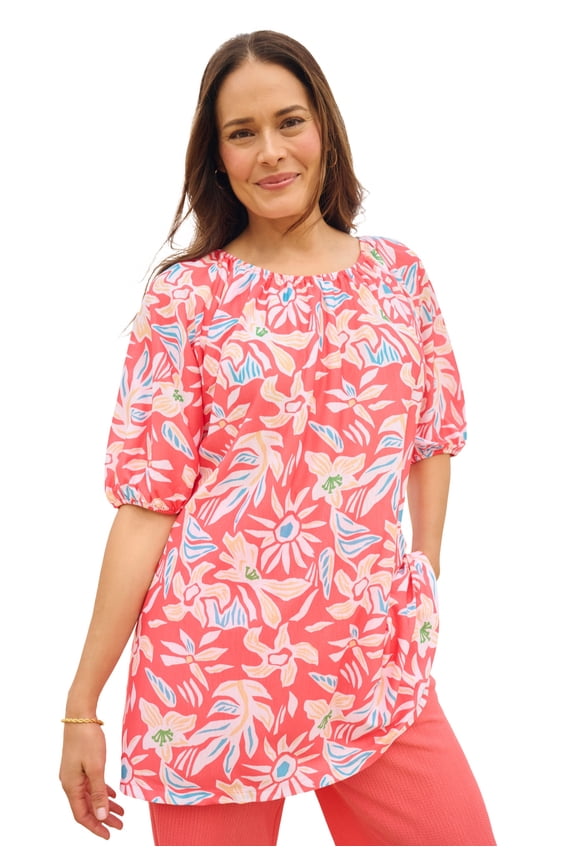 Plus Size Blouson Peasant Tunic