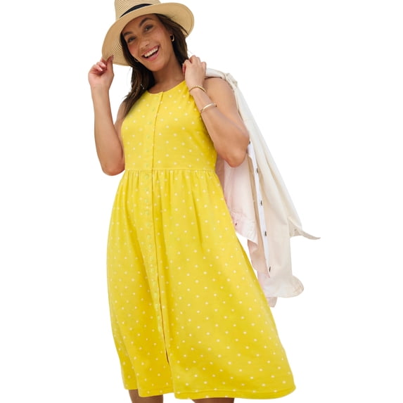 Woman Within Plus Size Button-Front Empire Sleeveless Knit Dress