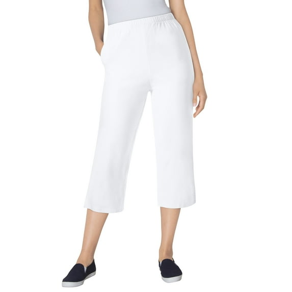 Woman Within Plus Size Capri Elastic Waist Stretch Fineline Denim Jean (Petite Available)