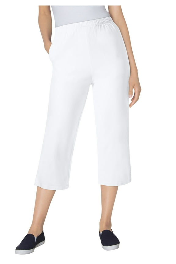 Plus Size Capri Elastic Waist Stretch Fineline Denim Jean (Petite Available)