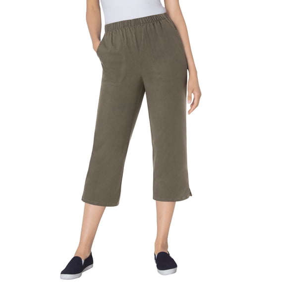 Woman Within Plus Size Capri Elastic Waist Stretch Fineline Denim Jean (Petite Available)