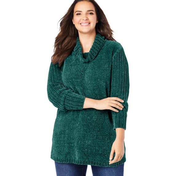 Woman Within Plus Size Chenille Cowlneck Sweater