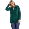 thumbnail image 1 of Woman Within Plus Size Chenille Zip Cable Cardigan Sweater, 1 of 6