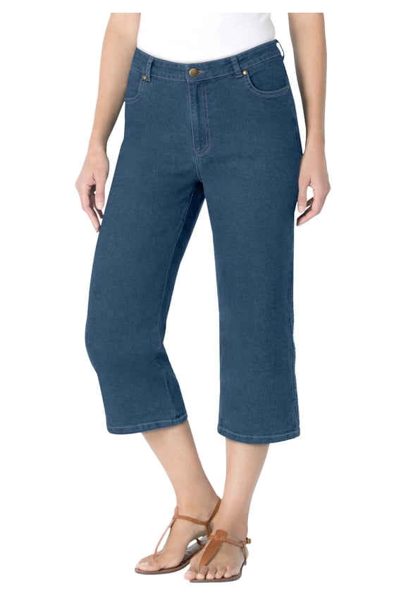 Plus Size Clean Front Denim Capri