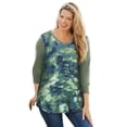 thumbnail image 1 of Woman Within Plus Size Colorblock Scoopneck Thermal Sweatshirt, 1 of 6