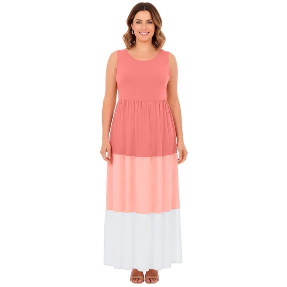 Woman Within Plus Size Colorblock Tiered Dress