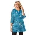 thumbnail image 1 of Woman Within Plus Size Contrast Notch-Neck Three-Quarter Sleeve Knit Tunic, 1 of 3