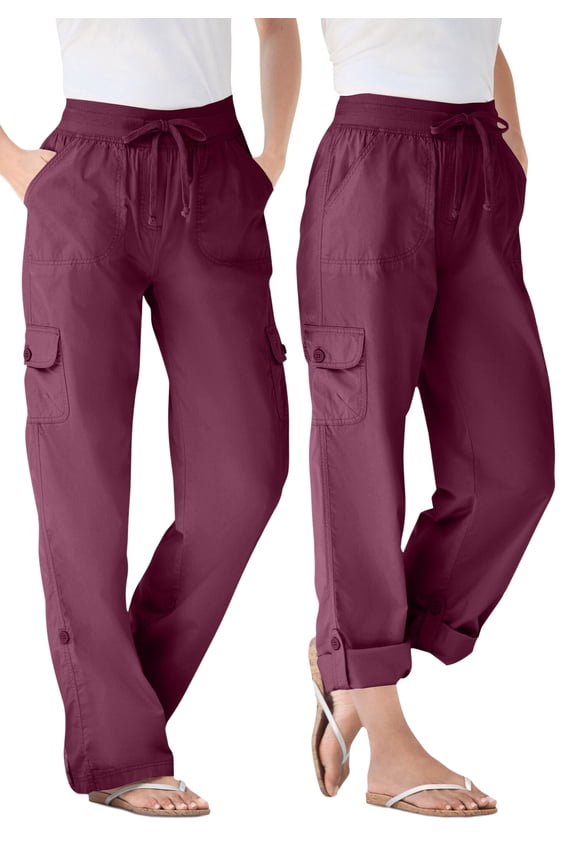 Plus Size Convertible 2-in-1 Cargo Pant & Capri Elastic Waist