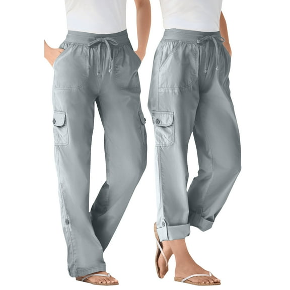Woman Within Plus Size Convertible 2-in-1 Cargo Pant & Capri Elastic Waist