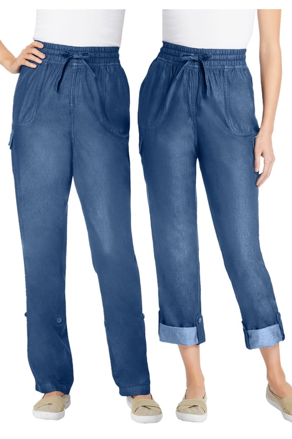 Convertible 2-in-1 Cargo Pant & Capri Elastic Waist