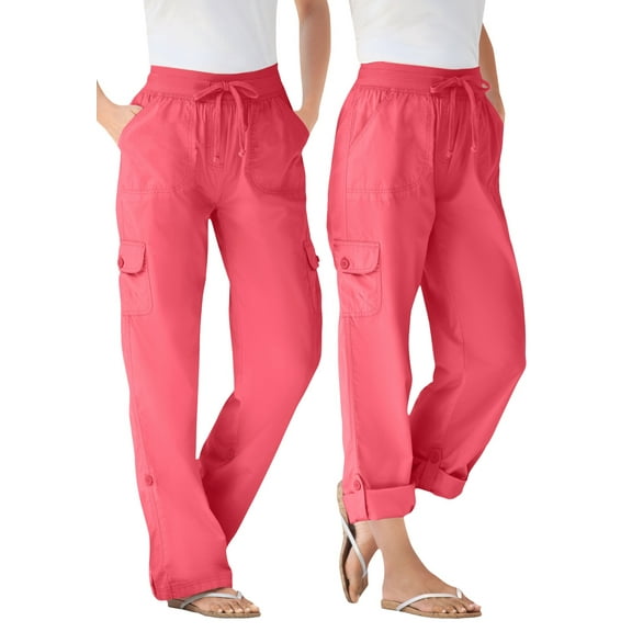 Woman Within Plus Size Convertible 2-in-1 Cargo Pant & Capri Elastic Waist