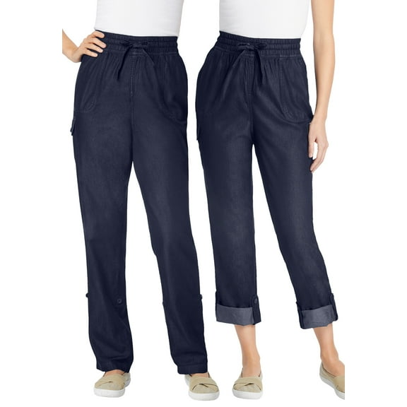 Woman Within Plus Size Convertible 2-in-1 Cargo Pant & Capri Elastic Waist