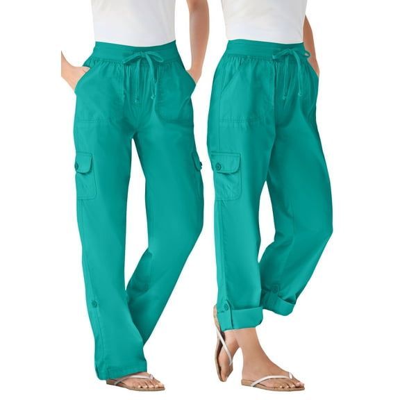 Woman Within Plus Size Convertible 2-in-1 Cargo Pant & Capri Elastic Waist