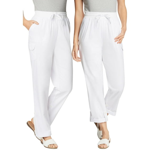 Woman Within Plus Size Convertible 2-in-1 Cargo Pant & Capri Elastic Waist