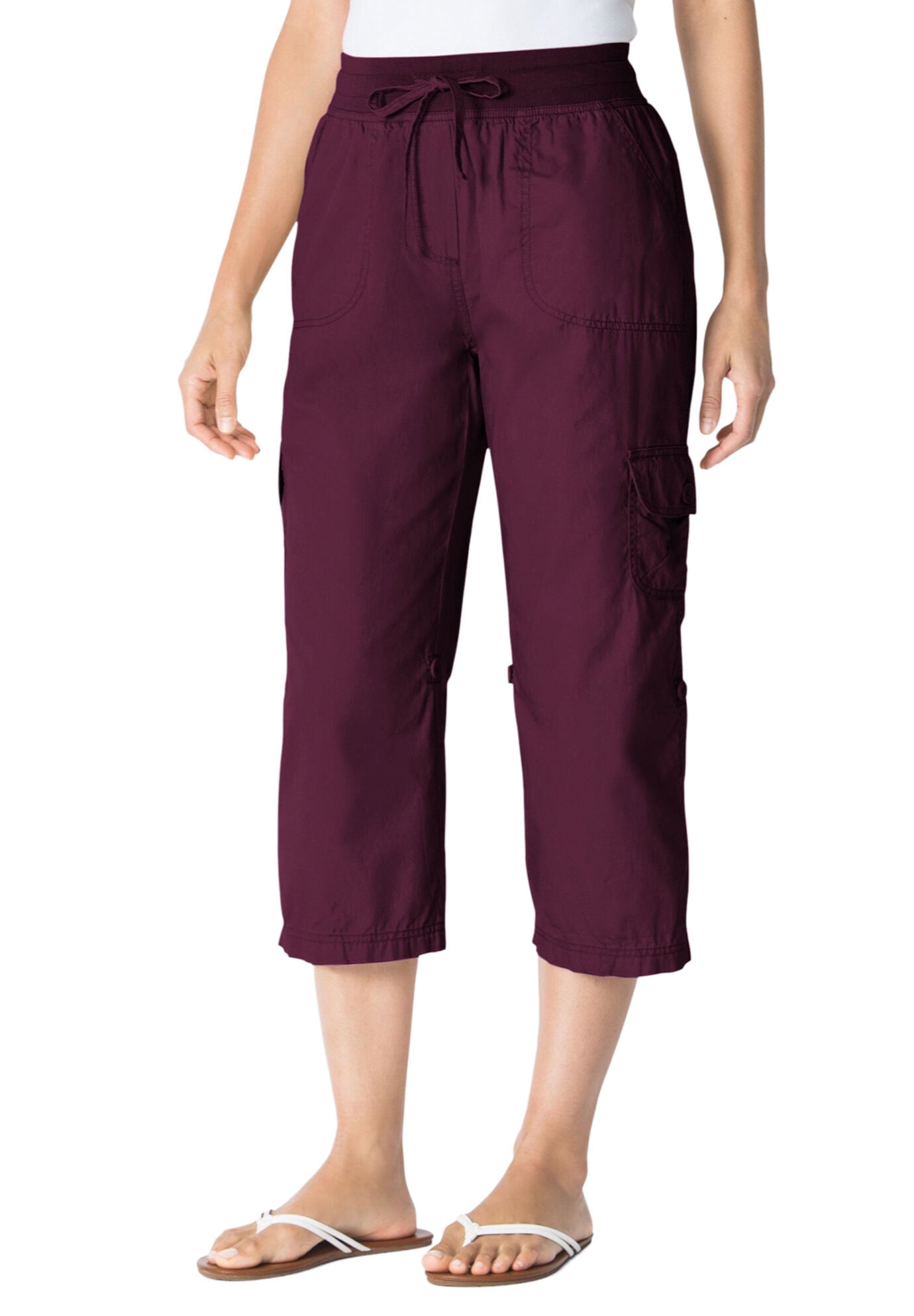 Plus Size Convertible Length Cargo Capri/Bermuda