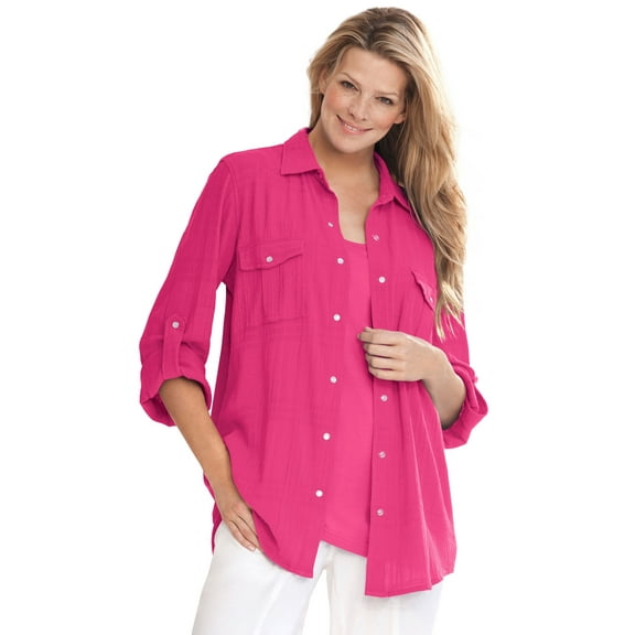 Woman Within Plus Size Cotton Gauze Bigshirt