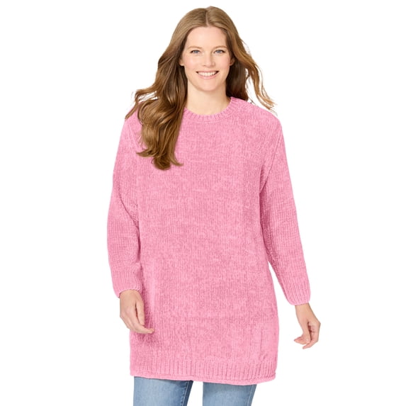 Woman Within Plus Size Crewneck Chenille Sweater