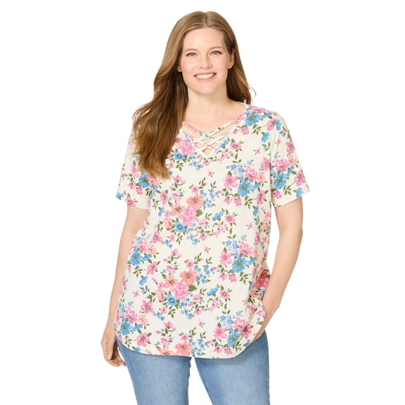 Woman Within Plus Size Criss Cross Tee