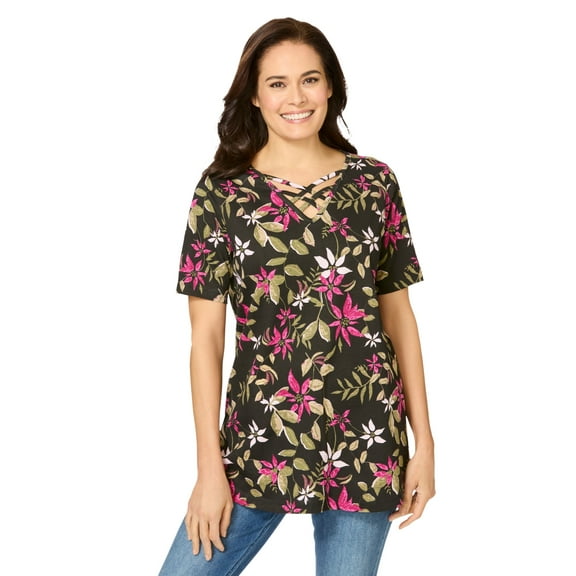 Woman Within Plus Size Criss Cross Tee