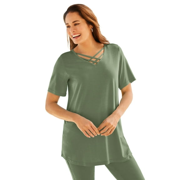 Woman Within Plus Size Criss Cross Tee