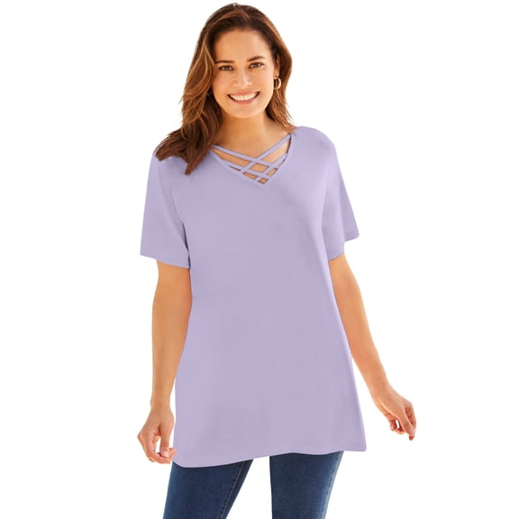 Woman Within Plus Size Criss Cross Tee