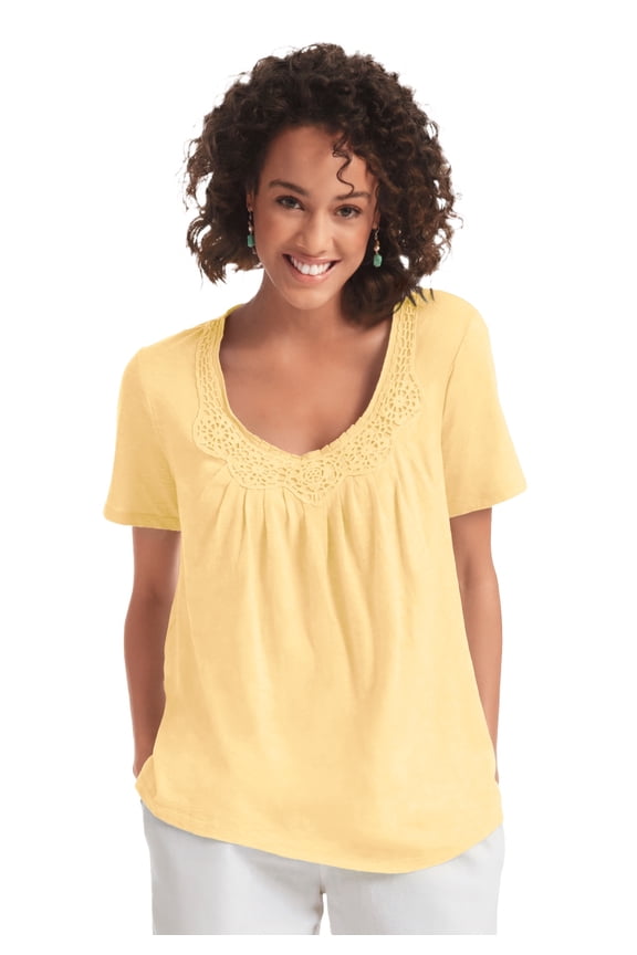 Plus Size Crochet-Trim Knit Top