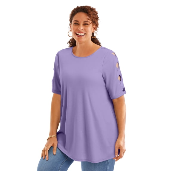 Woman Within Plus Size Cut-Out Sleeve Tunic