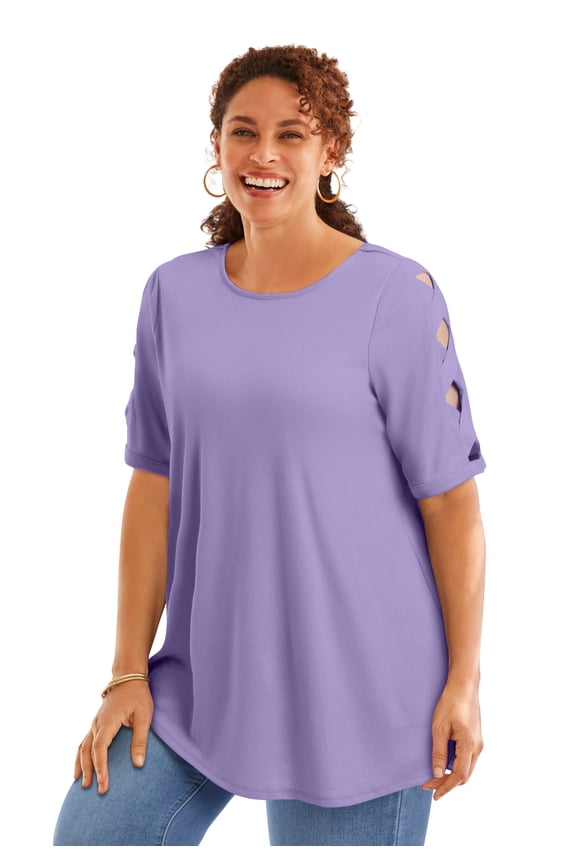 Plus Size Cut-Out Sleeve Tunic