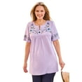 thumbnail image 1 of Woman Within Plus Size Embroidered Split-Neck Tunic, 1 of 3