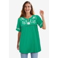 thumbnail image 1 of Woman Within Plus Size Embroidered Split-Neck Tunic, 1 of 5