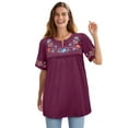 thumbnail image 1 of Woman Within Plus Size Embroidered Split-Neck Tunic, 1 of 3
