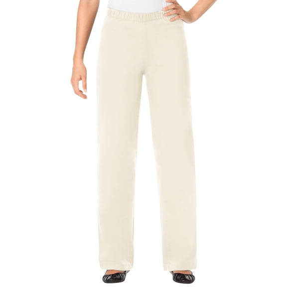 Woman Within Plus Size Fineline Stretch Denim Wide-Leg Pull-On Jeans