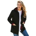 thumbnail image 1 of Woman Within Plus Size Flannel-Lined Denim Jacket Removable Hood Long Oversized Jean Coat, 1 of 5