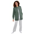 thumbnail image 1 of Woman Within Plus Size Fleece Baseball Jacket Long Oversized Fleece Coat, 1 of 6