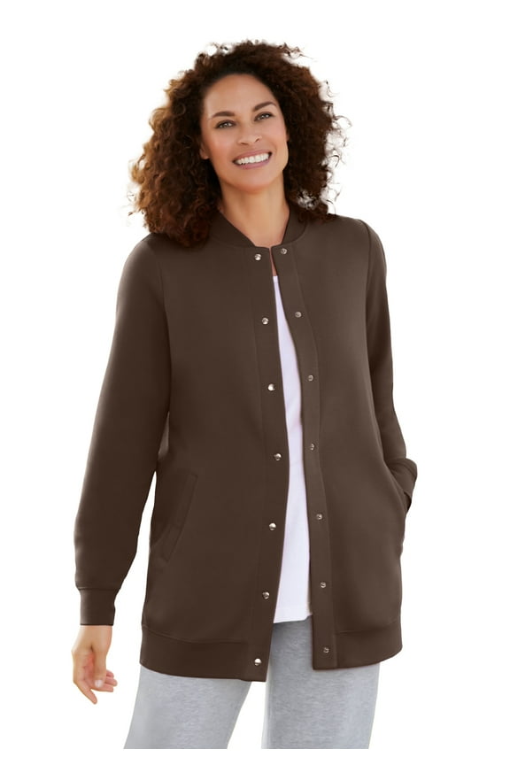 Plus Size Fleece Baseball Jacket Long Oversized Fleece Coat