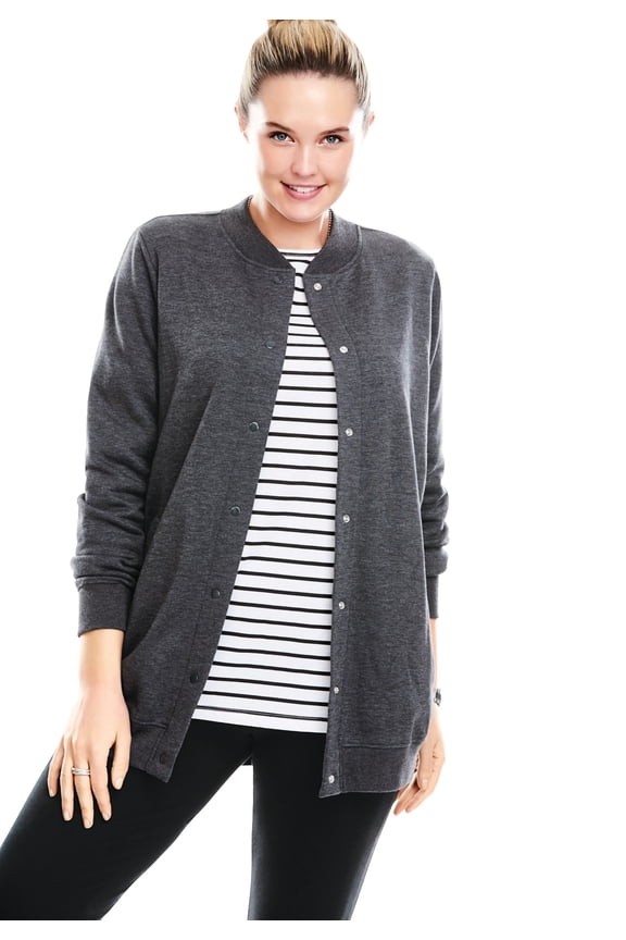 Plus Size Fleece Baseball Jacket Long Oversized Fleece Coat