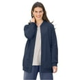 thumbnail image 1 of Woman Within Plus Size Fleece Baseball Jacket Long Oversized Fleece Coat, 1 of 5