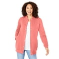 thumbnail image 1 of Woman Within Plus Size Fleece Baseball Jacket Long Oversized Fleece Coat, 1 of 6