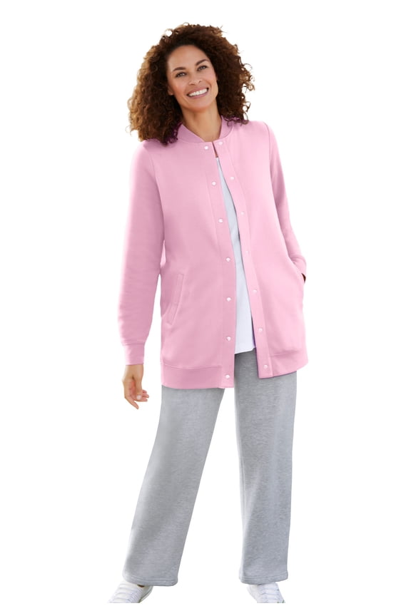 Plus Size Fleece Baseball Jacket Long Oversized Fleece Coat