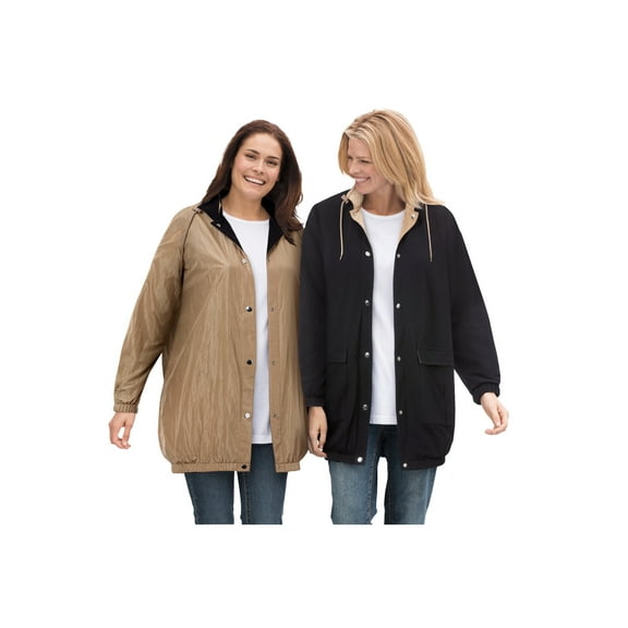 Woman Within Plus Size Fleece Nylon Reversible Jacket