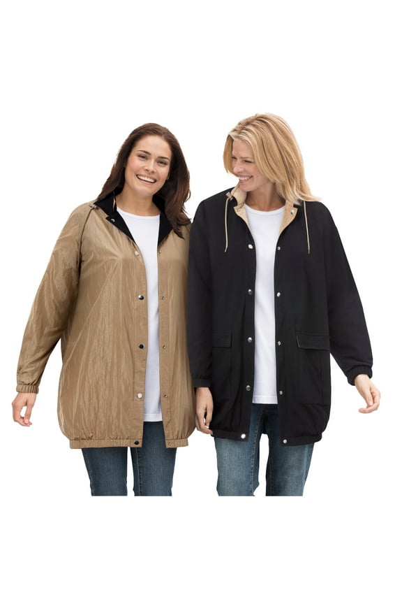 Plus Size Fleece Nylon Reversible Jacket