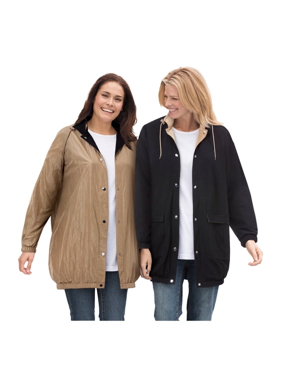 Plus Size Fleece Nylon Reversible Jacket
