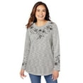 thumbnail image 1 of Woman Within Plus Size Floral Embroidered Sweatshirt Tee, 1 of 5