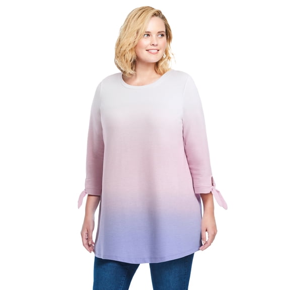 Woman Within Plus Size French Terry Tie-Sleeve Sweatshirt